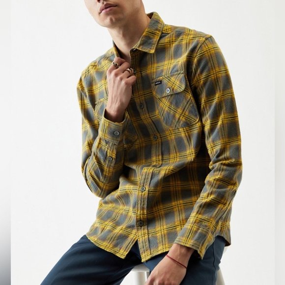 RVCA Other - RVCA Mens That'll Work Plaid Flannel Shirt Size XXL Cotton Yellow Gray NWT